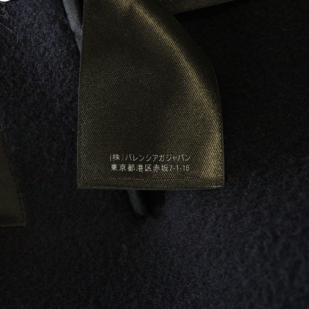 BALENCIAGA(バレンシアガ) 22SS Scarf Embellished Long Coat スカーフエンベリッシュメント ナイロン混 ウール ロングコート ネイビー 675423
