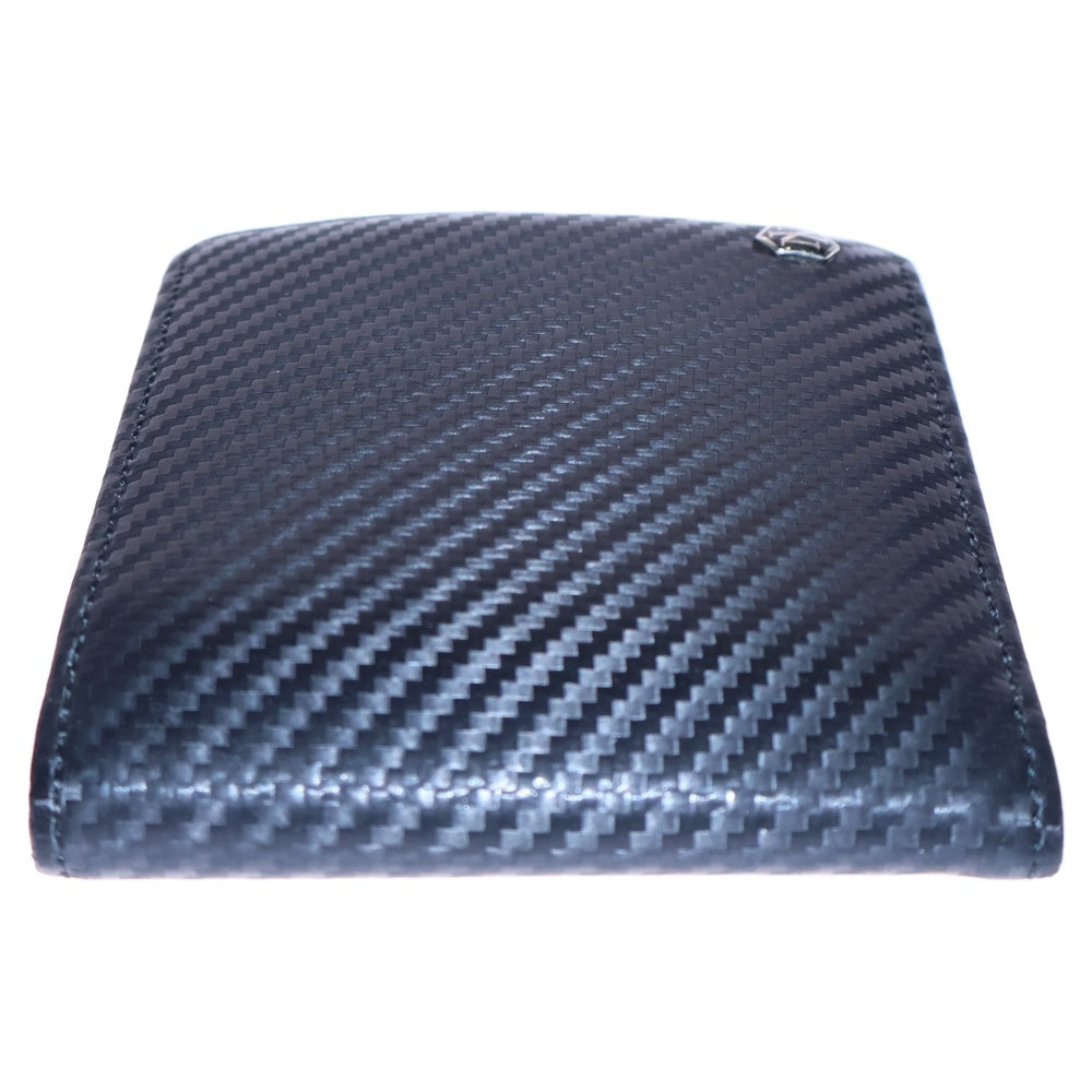 New interesse(ノイインテレッセ) コンパクトウォレット 二つ折り財布 カードケース ブラック レザー シルバー金具