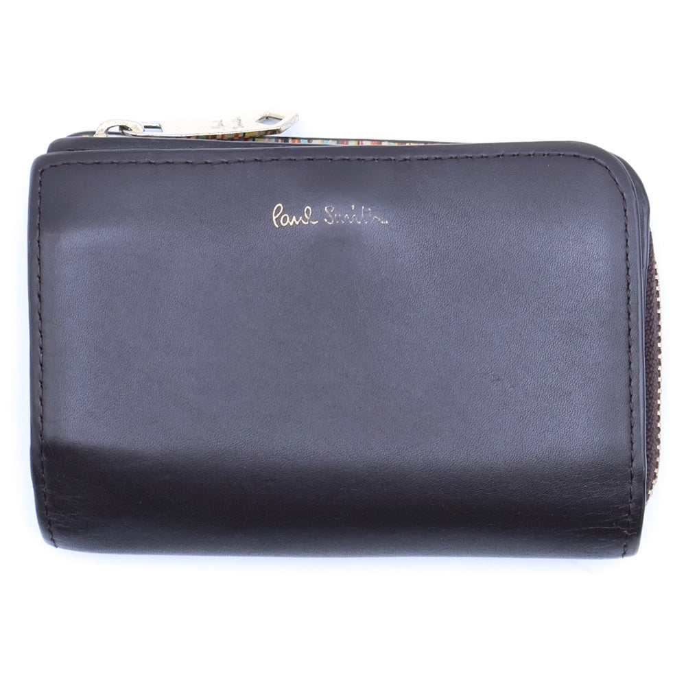 Paul Smith(ポールスミス) コインケース キーリング キーホルダー キーケース ブラウン ゴールド金具 レザー