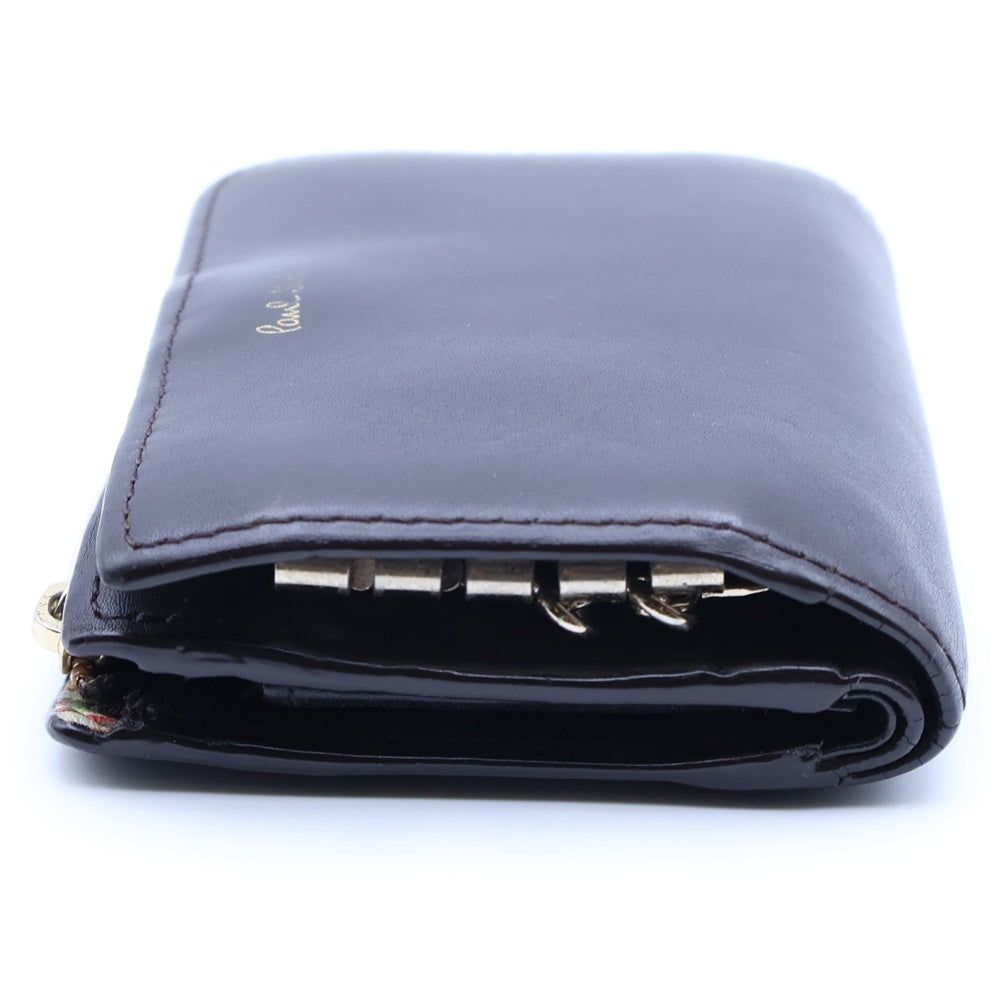 Paul Smith(ポールスミス) コインケース キーリング キーホルダー キーケース ブラウン ゴールド金具 レザー