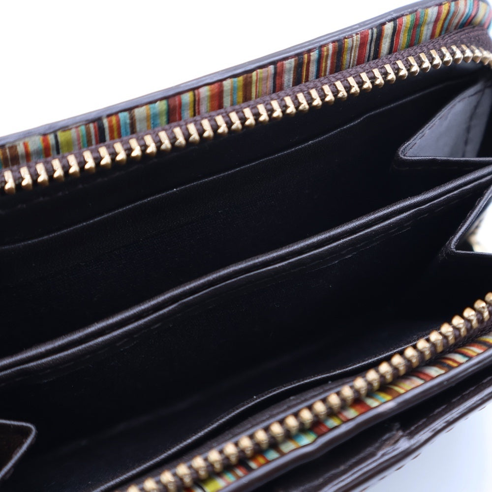 Paul Smith(ポールスミス) コインケース キーリング キーホルダー キーケース ブラウン ゴールド金具 レザー