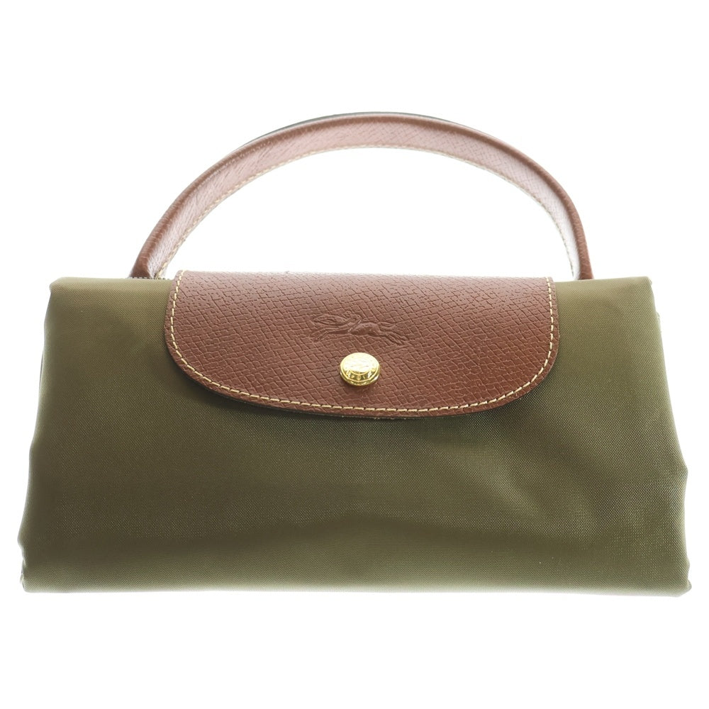 LONGCHAMP(ロンシャン) プリアージュ ナイロン レザー コンパクト トートバッグ カーキ/ブラウン