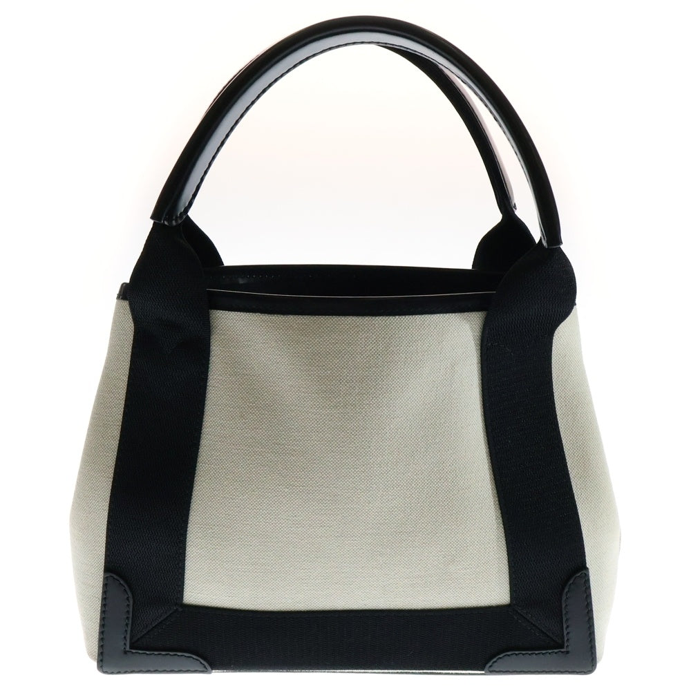 BALENCIAGA(バレンシアガ) ネイビーカバスXS 2WAYバッグ ミニトートバッグ ハンドバッグ ショルダーバッグ ホワイト×ブラック シルバー金具 キャンバス×レザー 390346