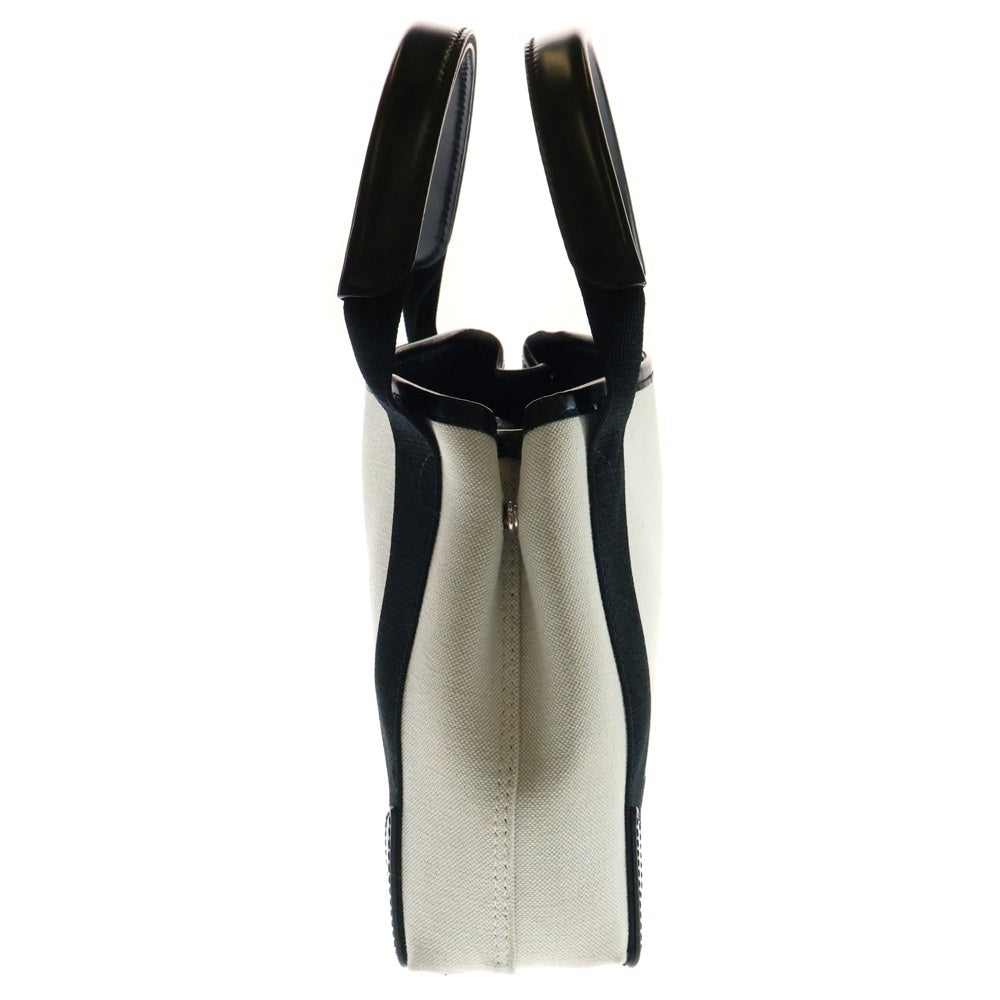 BALENCIAGA(バレンシアガ) ネイビーカバスXS 2WAYバッグ ミニトートバッグ ハンドバッグ ショルダーバッグ ホワイト×ブラック シルバー金具 キャンバス×レザー 390346