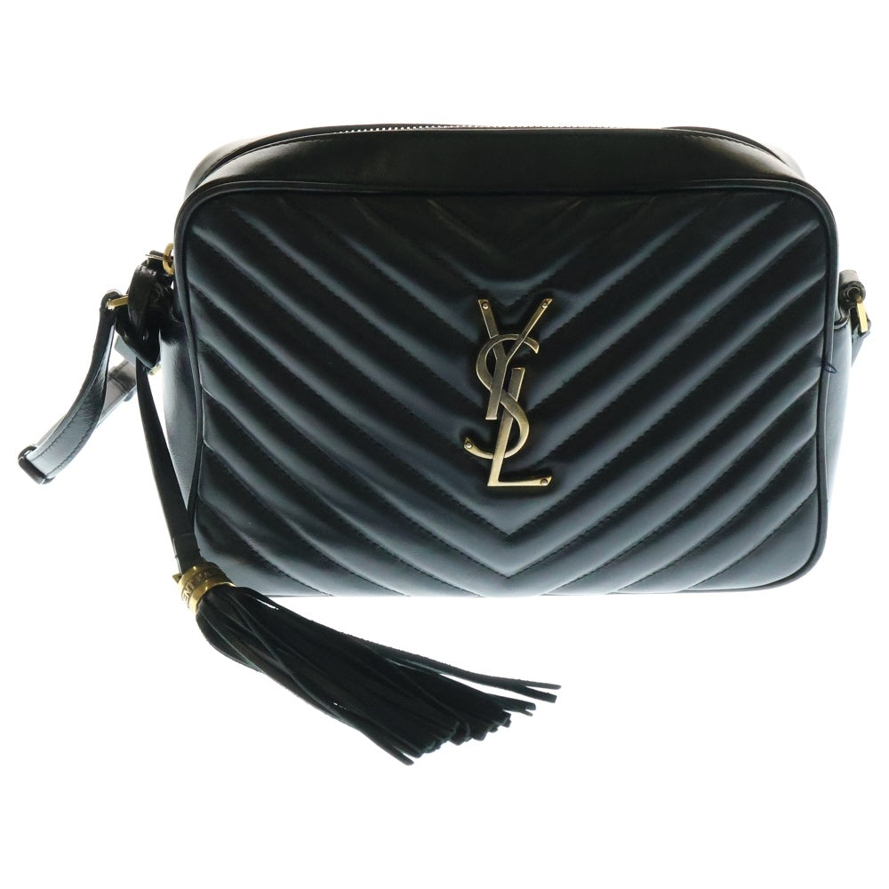 SAINT LAURENT PARIS(サンローランパリ) ルー チェーンショルダーバッグ フリンジ レザー ブラック ゴールド金具 FLY612544