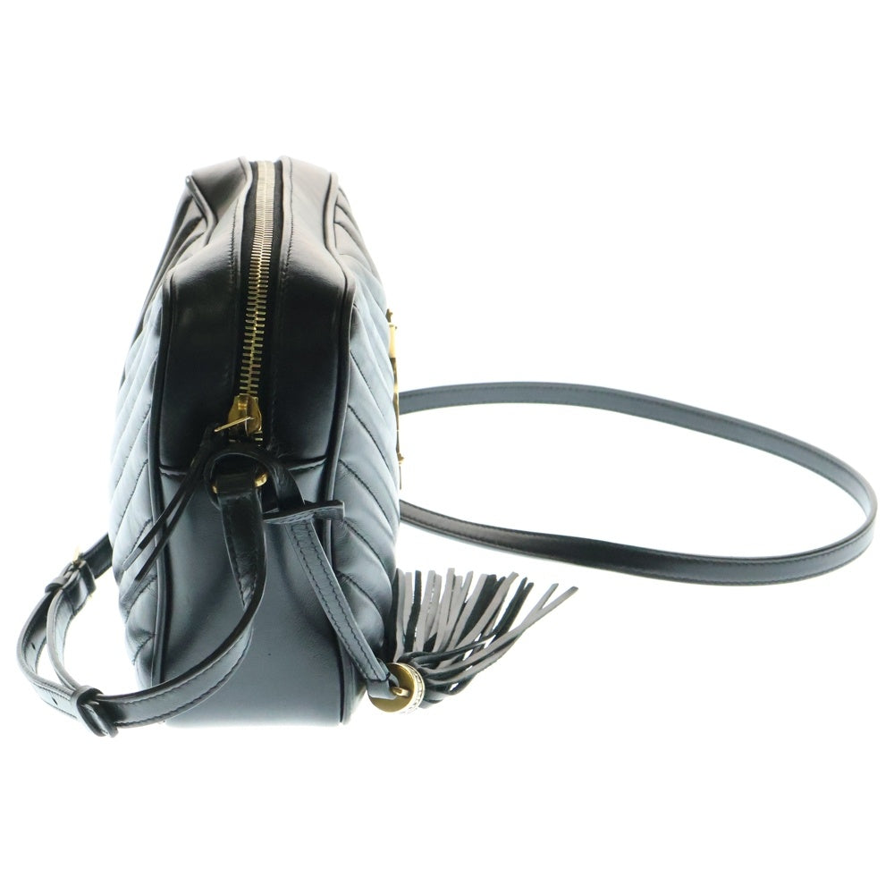 SAINT LAURENT PARIS(サンローランパリ) ルー チェーンショルダーバッグ フリンジ レザー ブラック ゴールド金具 FLY612544