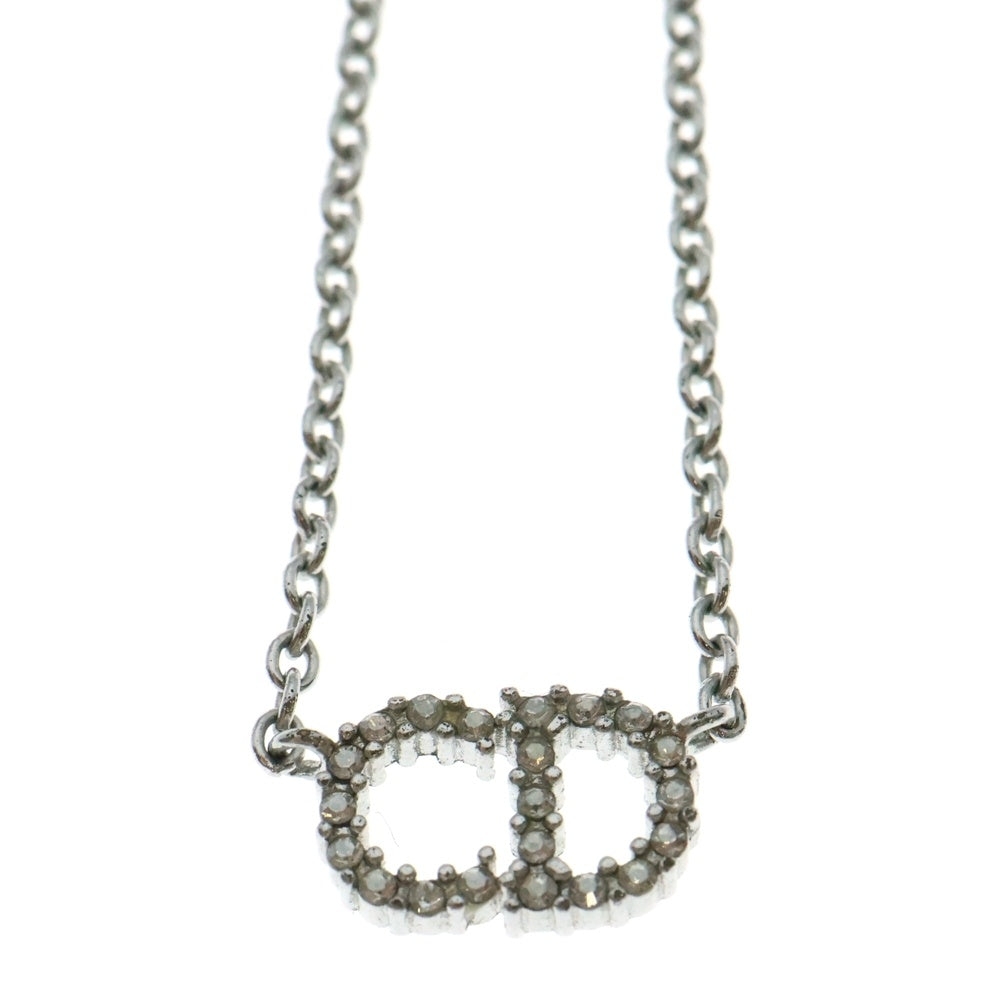 DIOR(ディオール) CDロゴ ラインストーン ネックレス ペンダント チェーン シルバー 3.4g
