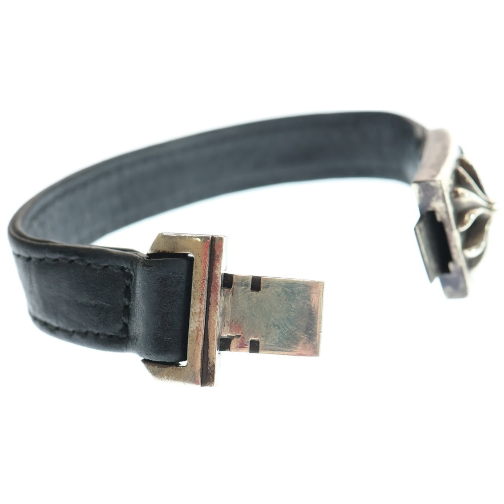 CHROME HEARTS(クロムハーツ) HARNESS CLASP ハーネスクラスプ レザーブレスレット ブラック/シルバー
