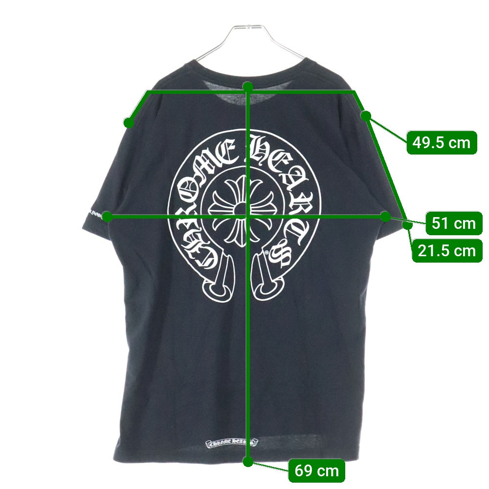 CHROME HEARTS(クロムハーツ) CH T-SHRT バックホースシュープリント 半袖Tシャツ カットソー ブラック