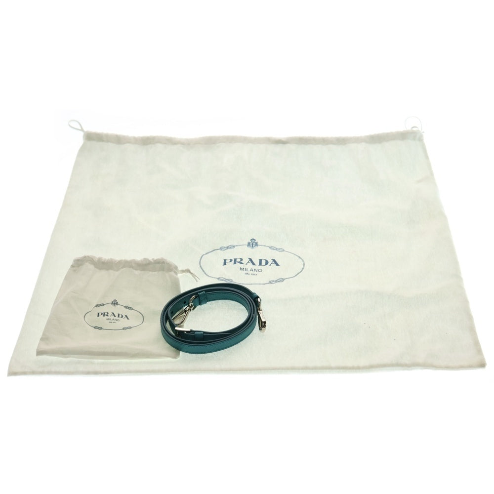 PRADA(プラダ) サフィアーノレザー トライアングルロゴプレート 2WAY ハンド ショルダートートバッグ シルバー金具 ライトブルー 1BG820
