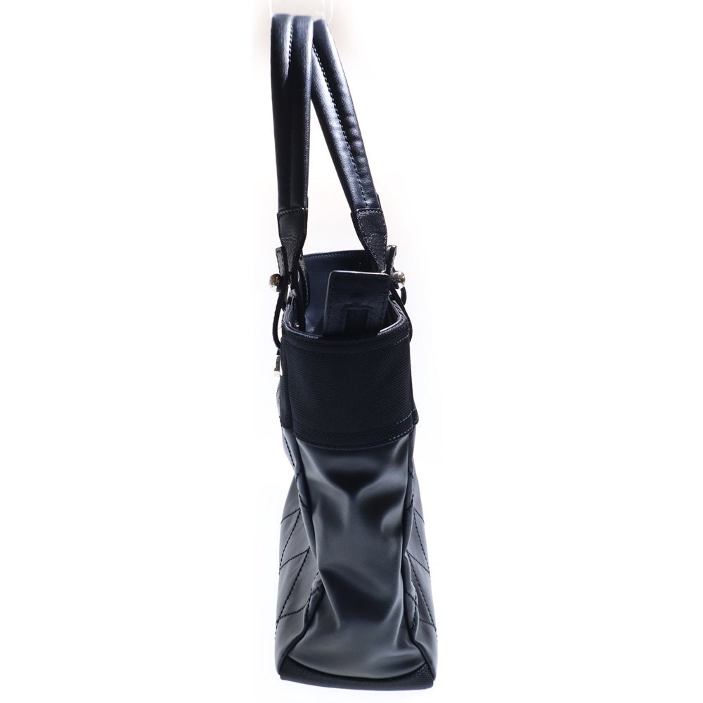 CHANEL(シャネル) パリビアリッツPM ハンドバッグ ミニトートバッグ カーフスキン キャンバス切替レザー シルバー金具 ブラック