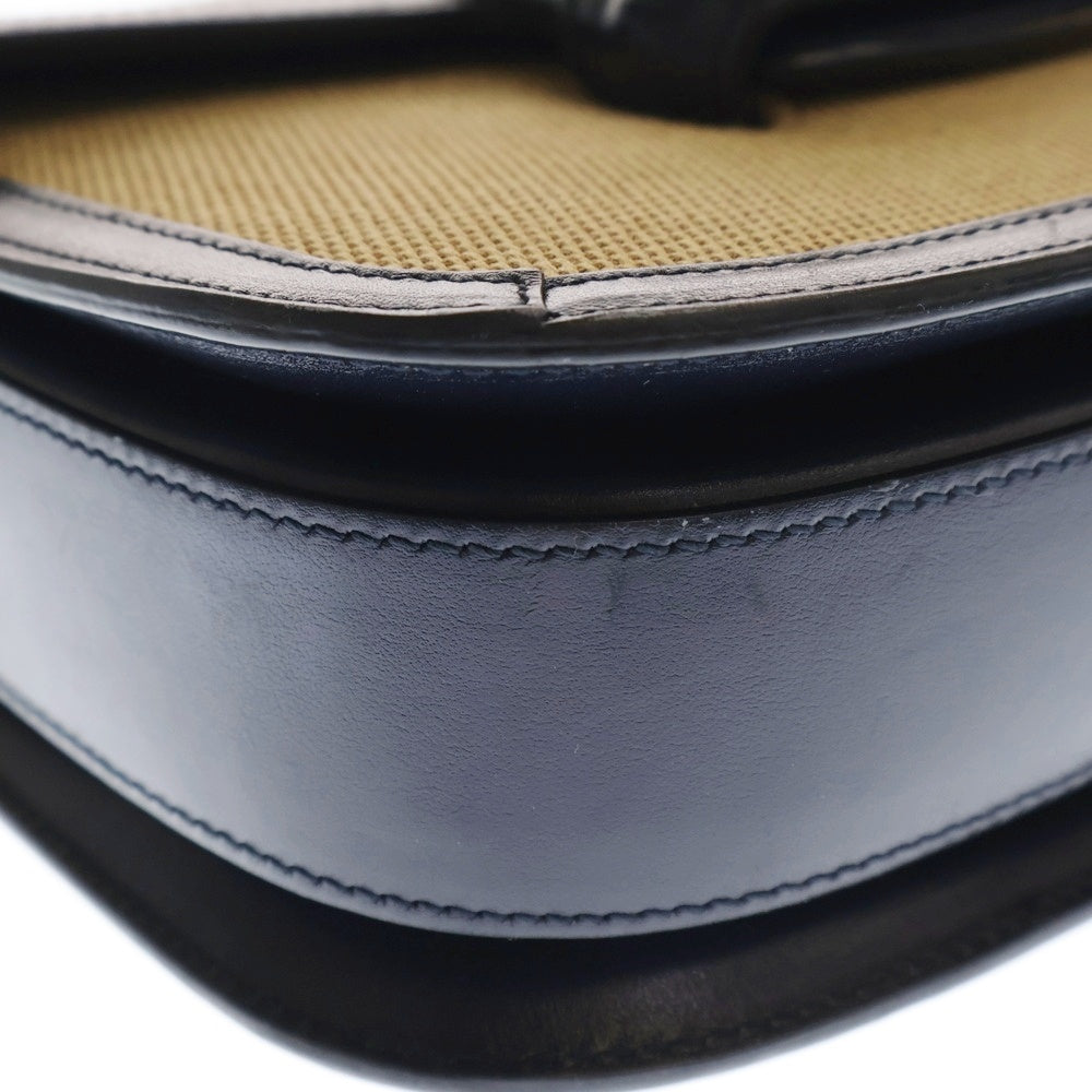 GUCCI(グッチ) GGスプリーム ホースビット ショルダーバッグ ベージュ×ネイビー PVC×レザー 602204