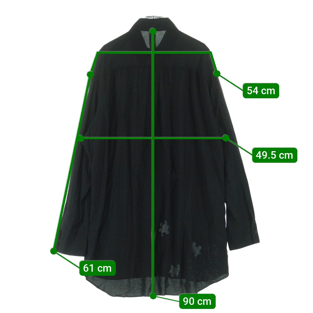 Ground Y(グラウンドワイ) 19AW ×ONE PIECE ワンピース フランキー グラフィックプリント ジグソーパズル カットアウト レーヨン ロング 長袖シャツ ブラック GC-B22-202