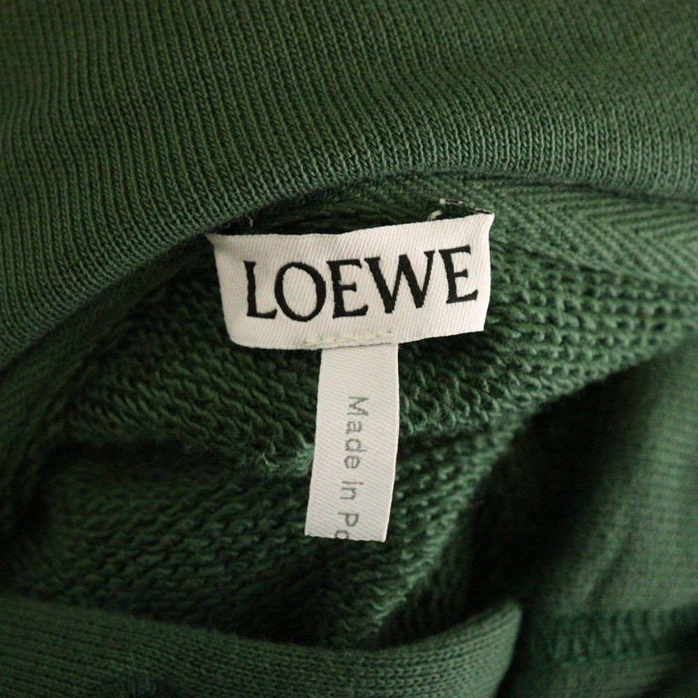 LOEWE(ロエベ) 25SS ロゴプリント プルオーバースウェットパーカー フーディー グリーン H526Y25X65