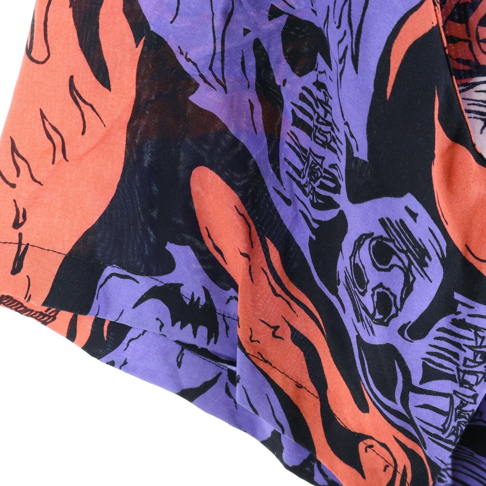 WACKO MARIA(ワコマリア) 21SS HAWAIIAN SHIRT S/S ホラー ゾンビ 総柄プリント レーヨン オープンカラー ハワイアン アロハ 半袖シャツ パープル