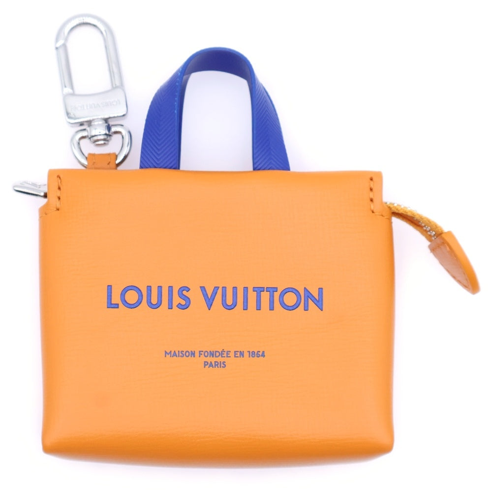 LOUIS VUITTON(ルイヴィトン) バッグチャーム LV ミニショッパー キーホルダー バッグチャーム キーリング レザー オレンジ M02699 シルバー金具