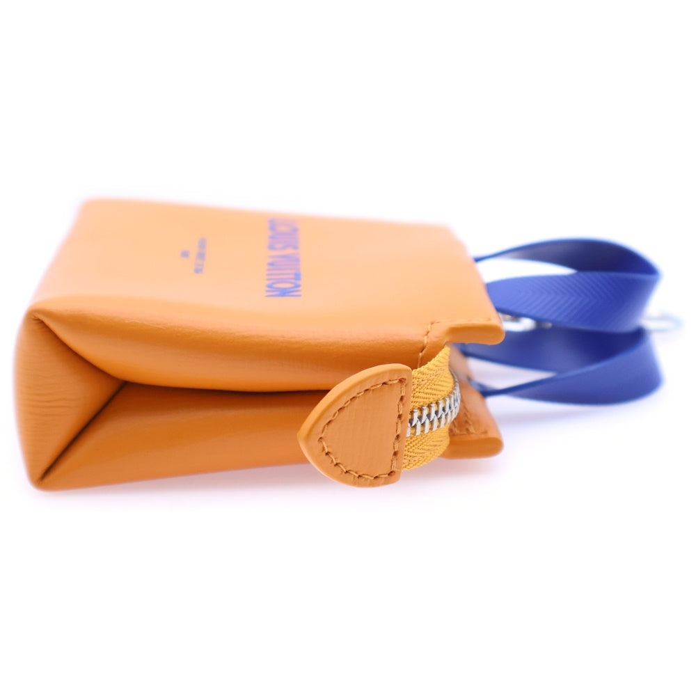 LOUIS VUITTON(ルイヴィトン) バッグチャーム LV ミニショッパー キーホルダー バッグチャーム キーリング レザー オレンジ M02699 シルバー金具