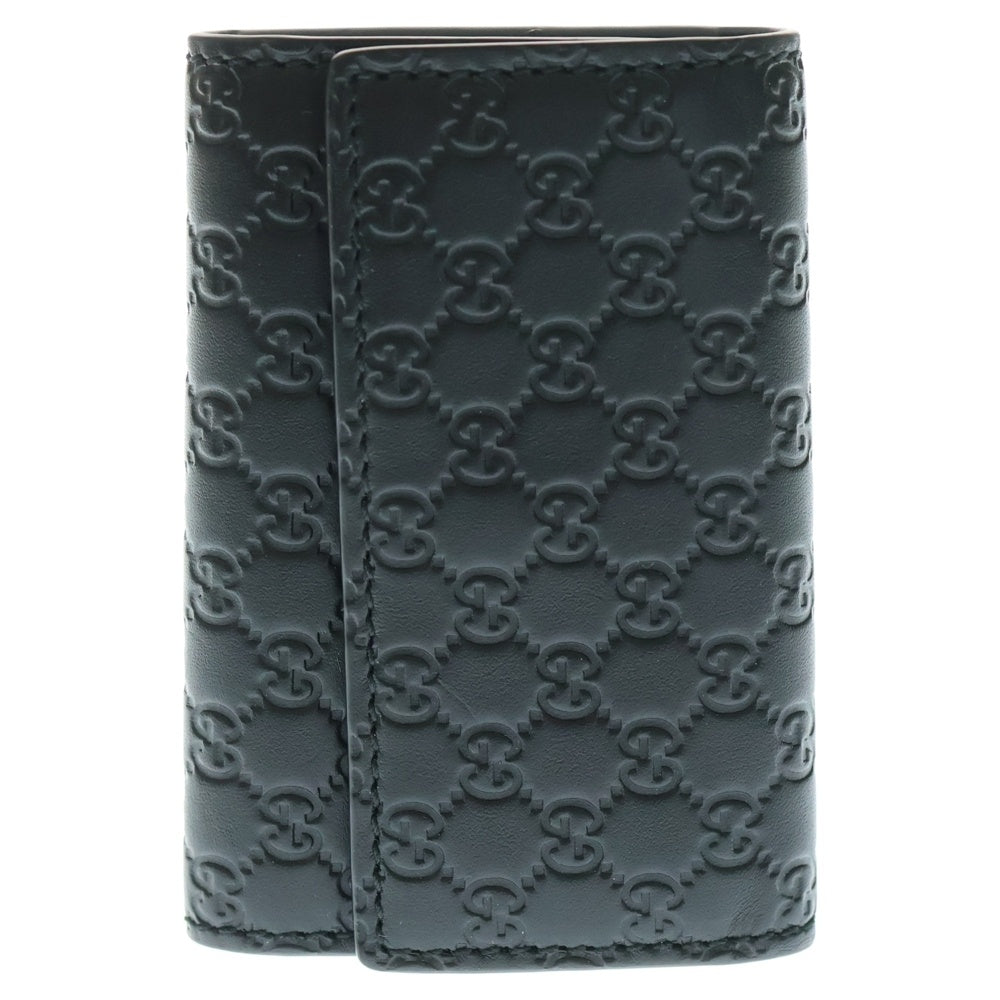 GUCCI(グッチ) グッチシマ キーケース キーリング バッグチャーム ブラック レザー 150402 シルバー金具