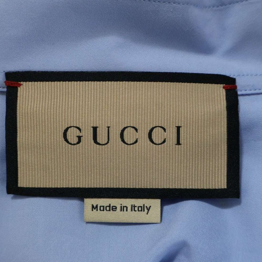 GUCCI(グッチ) 24SS エンブロイダリー コットンポプリン長袖シャツ ブルー 742715