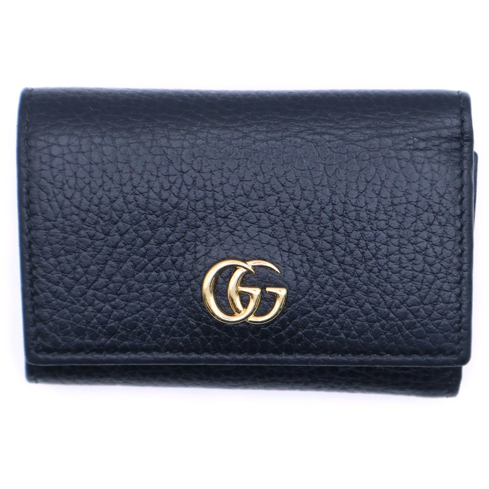 GUCCI(グッチ) GGマーモント 3つ折り財布 コンパクトウォレット コインケース ブラック レザー 644407 ゴールド金具