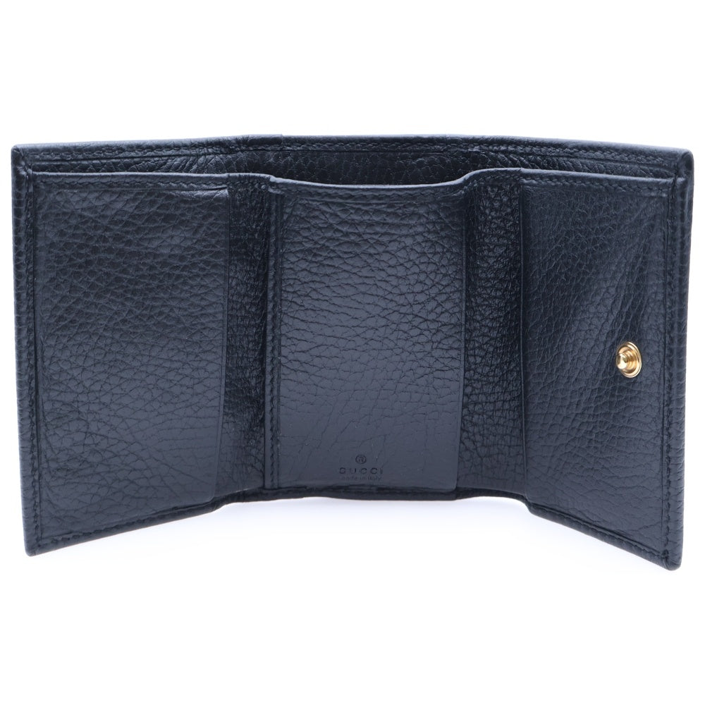 GUCCI(グッチ) GGマーモント 3つ折り財布 コンパクトウォレット コインケース ブラック レザー 644407 ゴールド金具