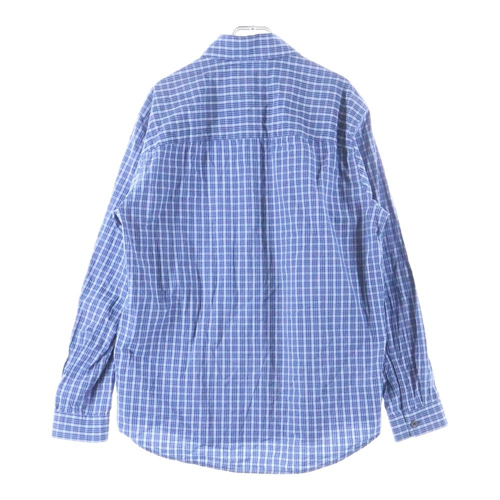 DIESEL(ディーゼル) S-SIMPLY-DLBV Dロゴ刺繍 チェック総柄 コットン長袖シャツ ブルー 0DLBV