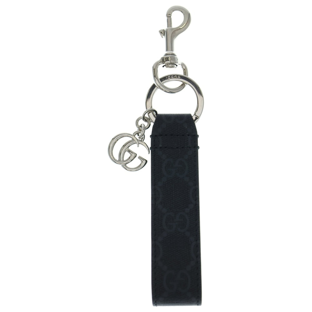 GUCCI(グッチ) GGスプリーム ダブルG キーリング キーホルダー ブラック PVC 817305? レディース