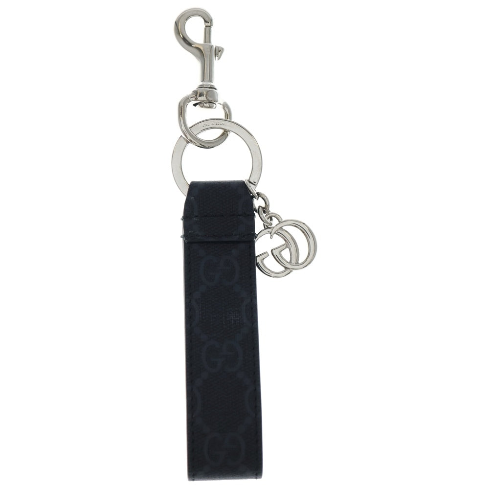 GUCCI(グッチ) GGスプリーム ダブルG キーリング キーホルダー ブラック PVC 817305? レディース