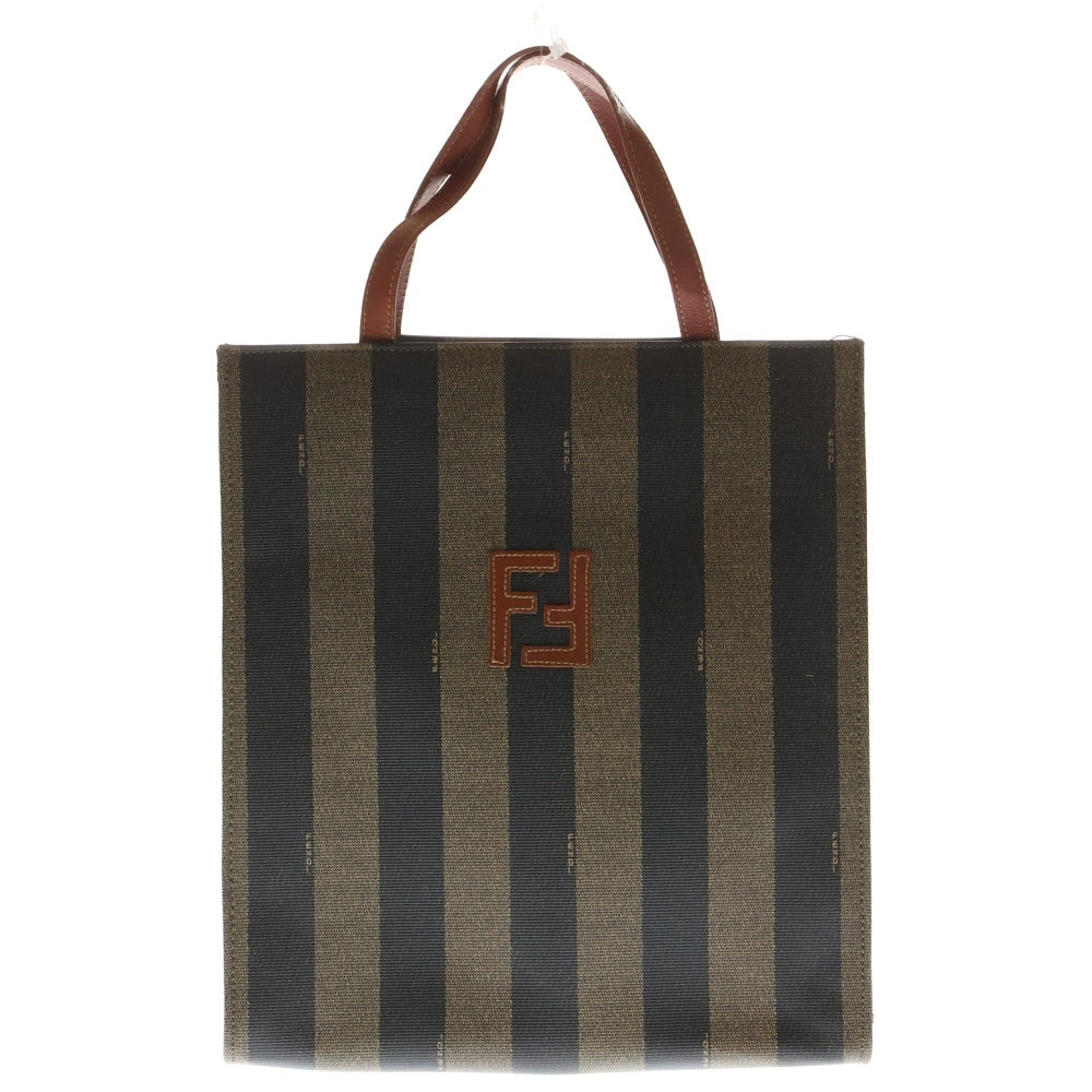 FENDI(フェンディ) ペカン トートバッグ ハンドバッグ ブラウン×カーキ PVC×レザー ゴールド金具 レディース