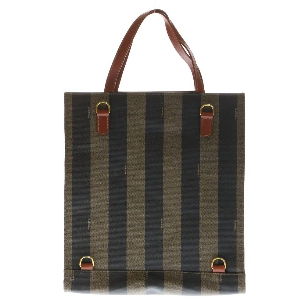 FENDI(フェンディ) ペカン トートバッグ ハンドバッグ ブラウン×カーキ PVC×レザー ゴールド金具 レディース