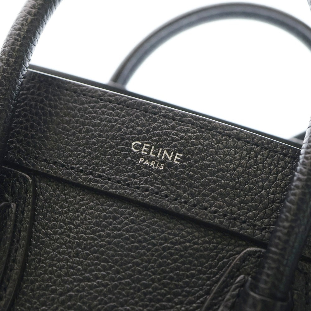 CELINE(セリーヌ) ラゲージ ナノ 2WAYハンドバッグ ショルダーバッグ トートバッグ ブラック レザー シルバー金具 レディース