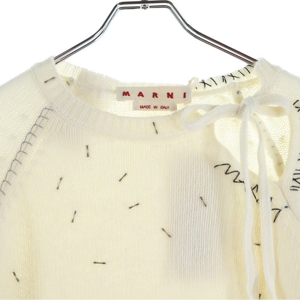 MARNI(マルニ) ビーズトリム プルオーバーウールニット アイボリー レディース