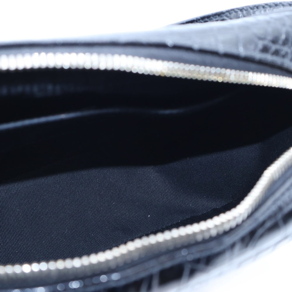 SAINT LAURENT PARIS(サンローランパリ) ルー 型押しクロコ フリンジ ショルダーバッグ ミニバッグ ブラック レザー 612542 ゴールド金具 レディース