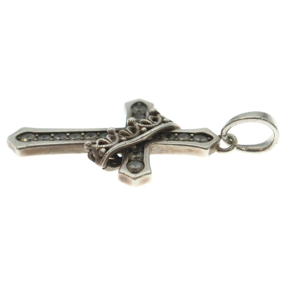 Justin Davis(ジャスティンデイヴィス) CROSS with CROWN/STONE クラウンウィズクロス ジルコニア ペンダントトップ シルバー ネックレストップ SPJ122 レディース