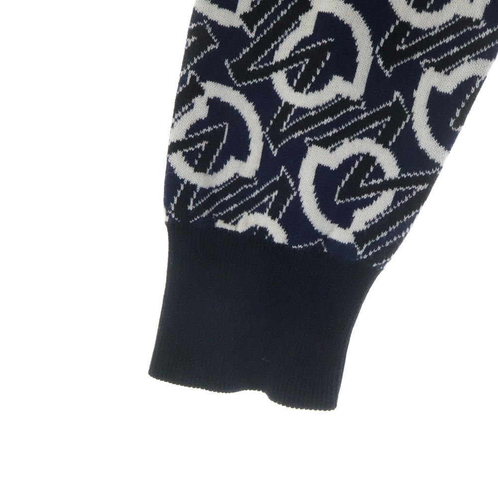 MONCLER(モンクレール) 20SS 総柄クルーネックニット セーター ネイビー/ホワイト G10919C76200