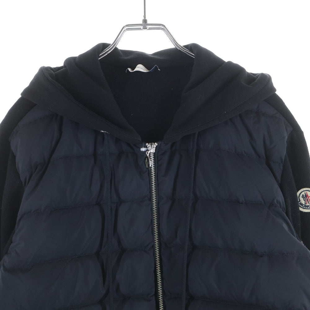 MONCLER(モンクレール) アームロゴ ニット切替 フーデッドダウンジャケット ブラック H20919B00009