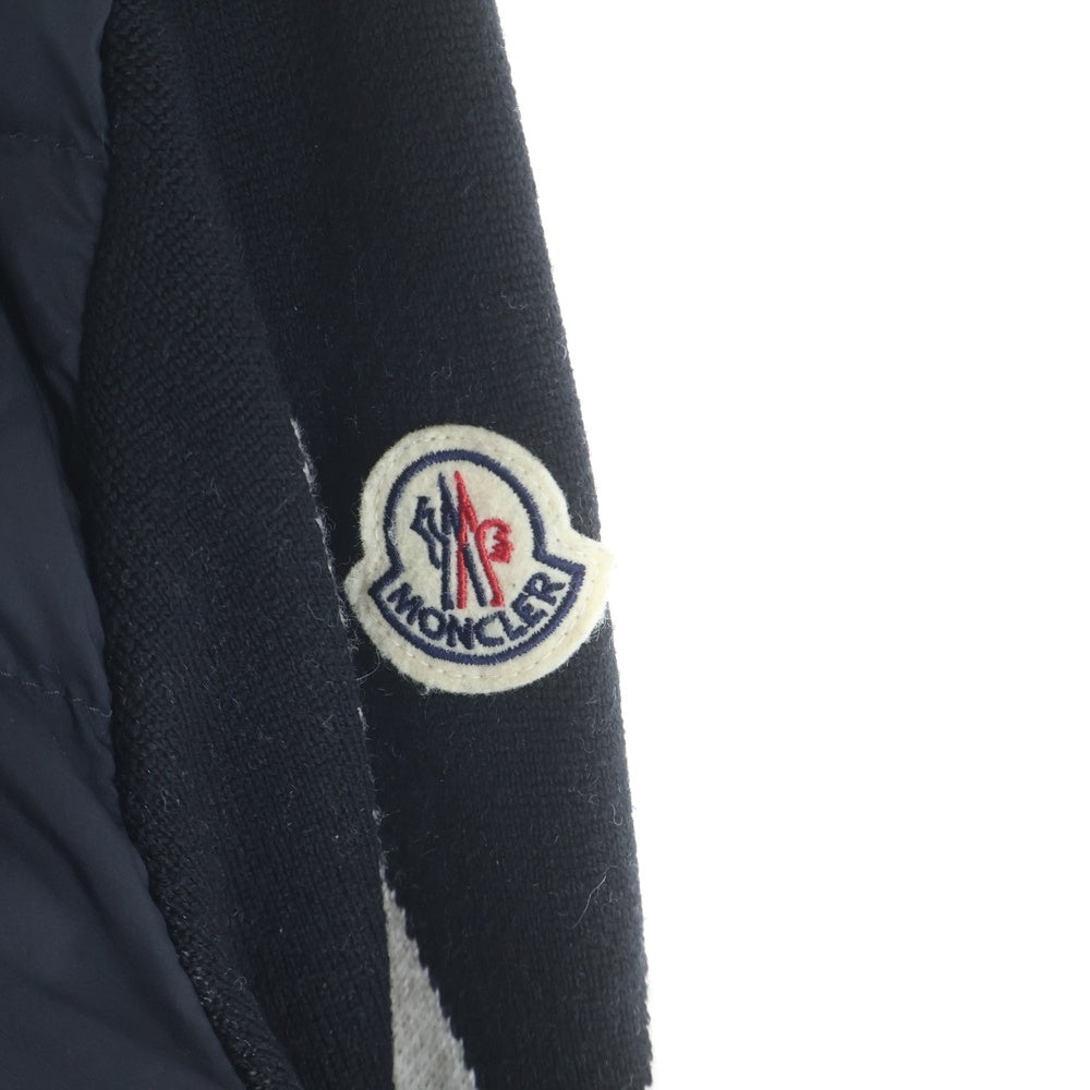 MONCLER(モンクレール) アームロゴ ニット切替 フーデッドダウンジャケット ブラック H20919B00009