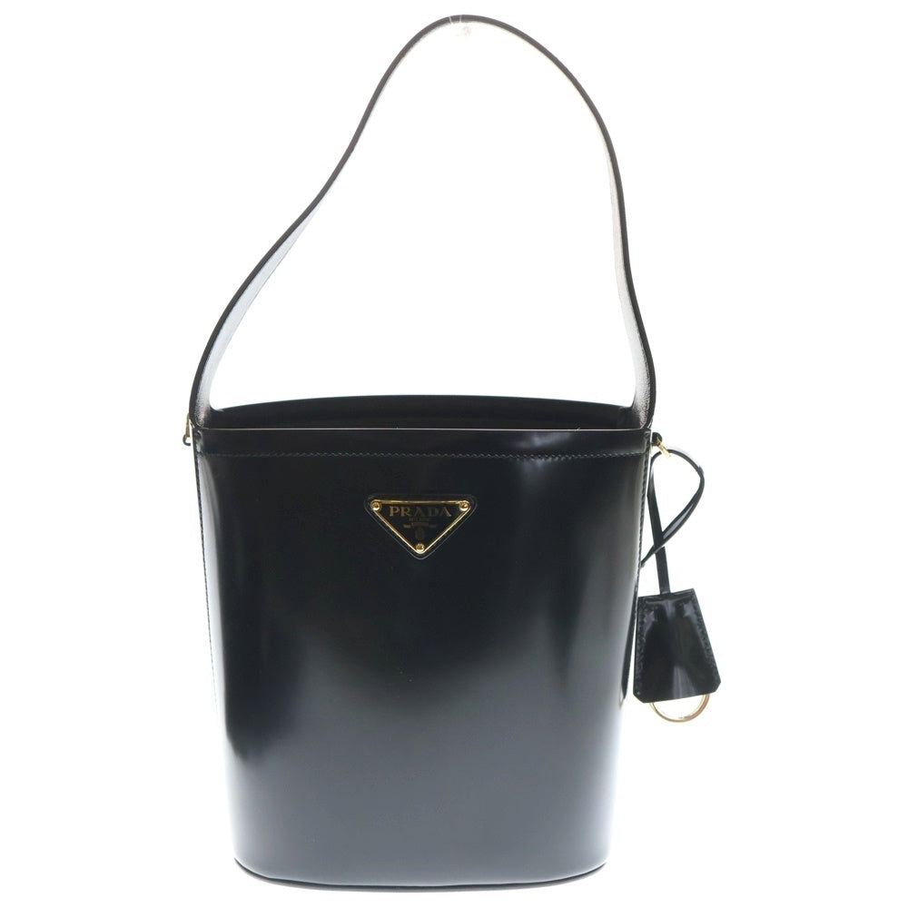 PRADA(プラダ) バケットバッグ 2WAYバッグ ハンドバッグ ショルダーバッグ ブラック レザー 1BE086 ゴールド金具 レディース