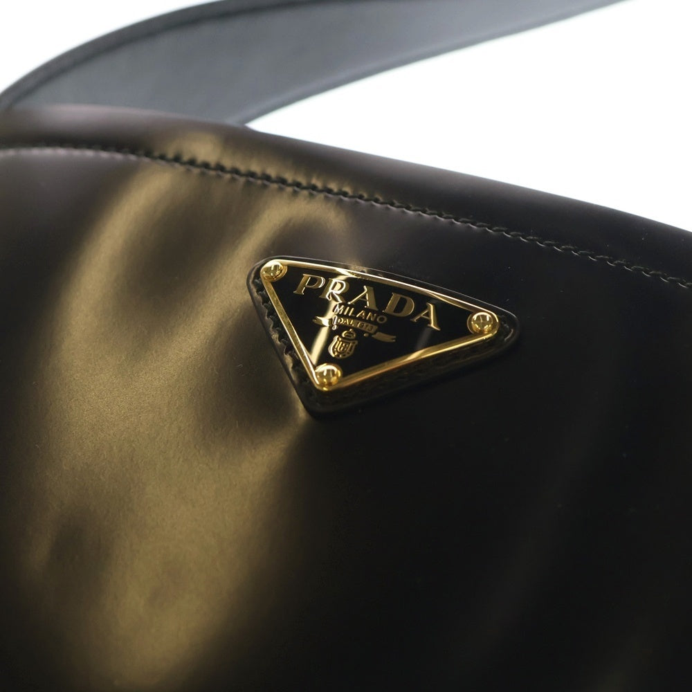 PRADA(プラダ) バケットバッグ 2WAYバッグ ハンドバッグ ショルダーバッグ ブラック レザー 1BE086 ゴールド金具 レディース