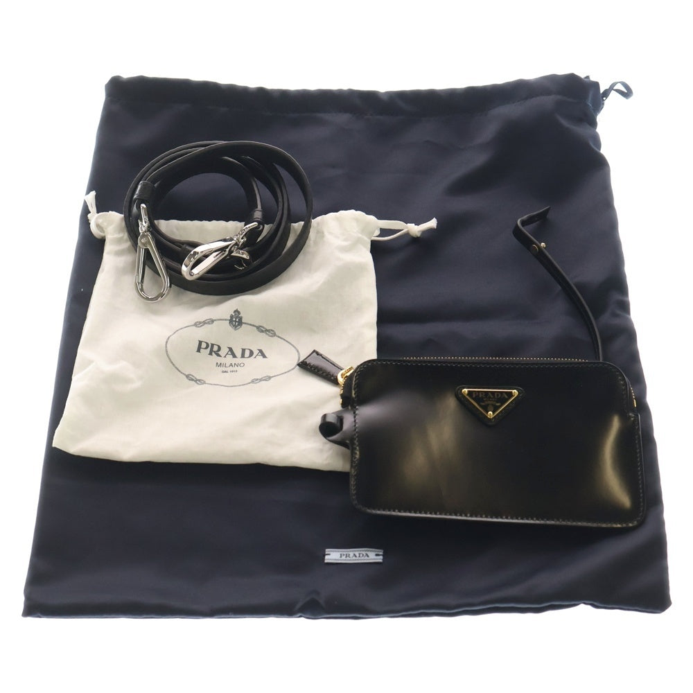 PRADA(プラダ) バケットバッグ 2WAYバッグ ハンドバッグ ショルダーバッグ ブラック レザー 1BE086 ゴールド金具 レディース