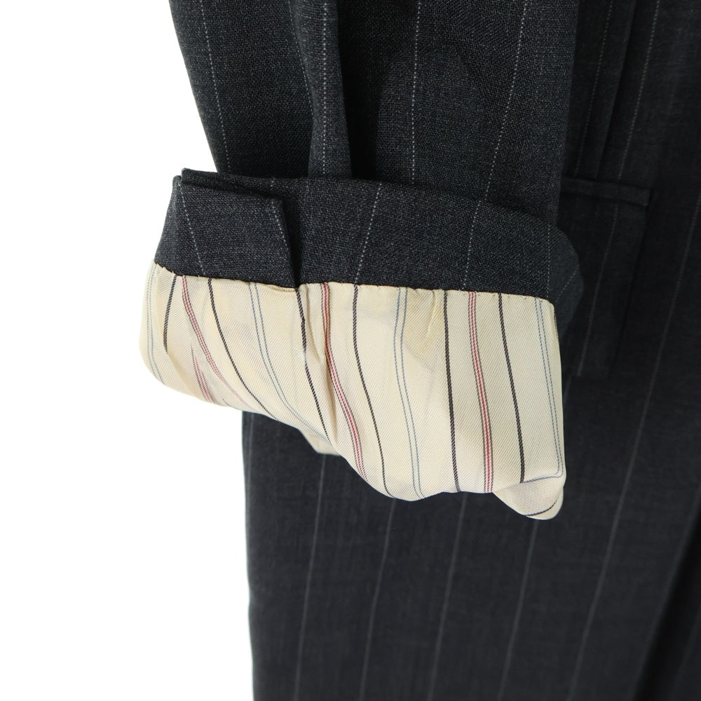 POLO RALPH LAUREN(ポロラルフローレン) セットアップスーツ ストライプ総柄 ウール ダブルブレスト テーラードジャケット スラックスパンツ グレー