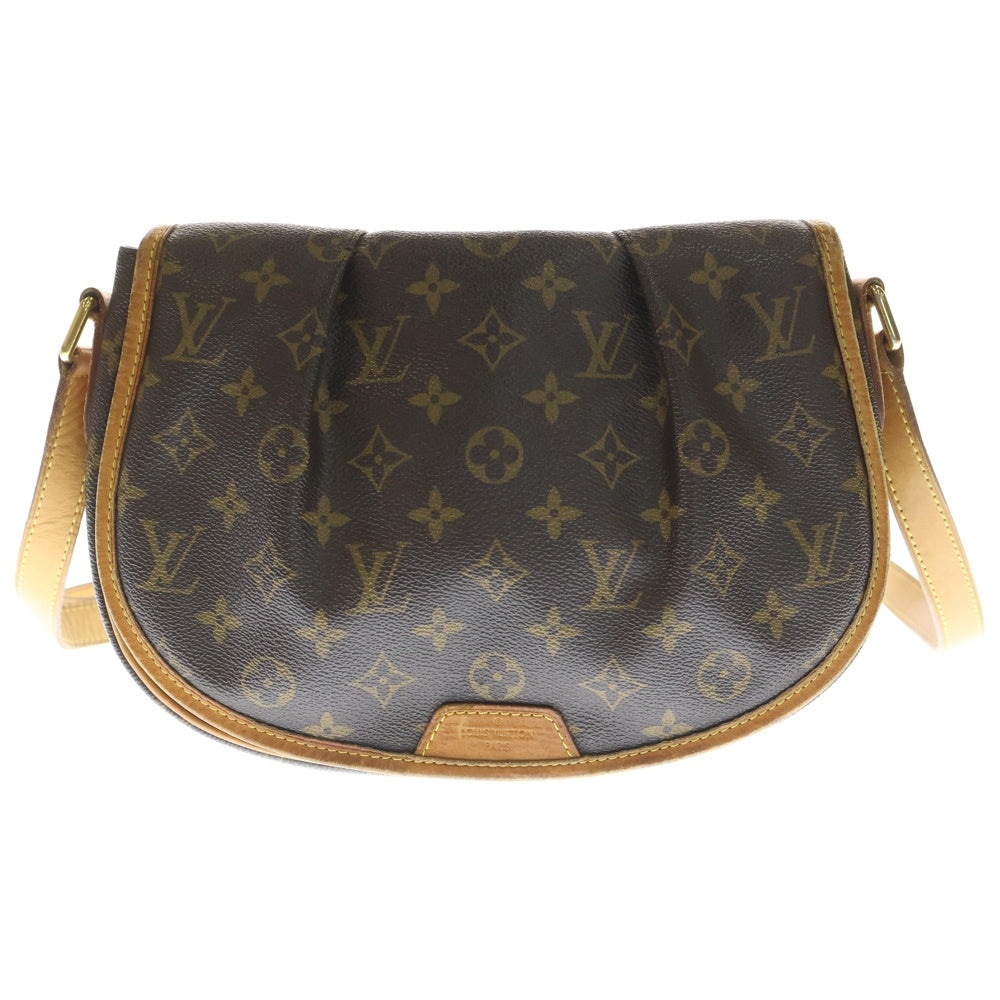 LOUIS VUITTON(ルイヴィトン) モノグラムメニルモンタンPM ショルダーバッグ ブラウン レザー×PVC M40474 ゴールド金具 レディース