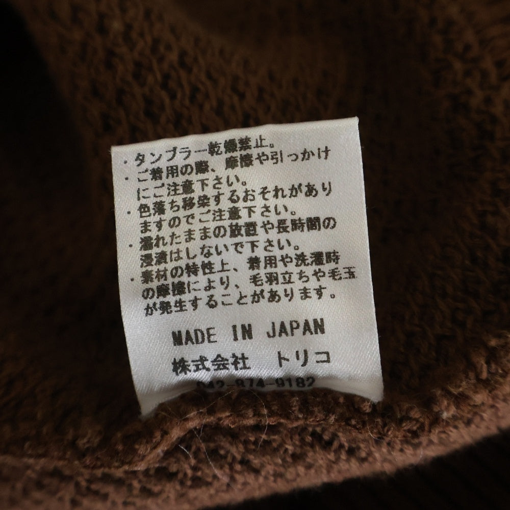 NO BRAND(ノーブランド) MOSS STITCH TURTLE NECK モスステッチ タートルネック ワッフル コットンニット セーター ブラウン 1804-004