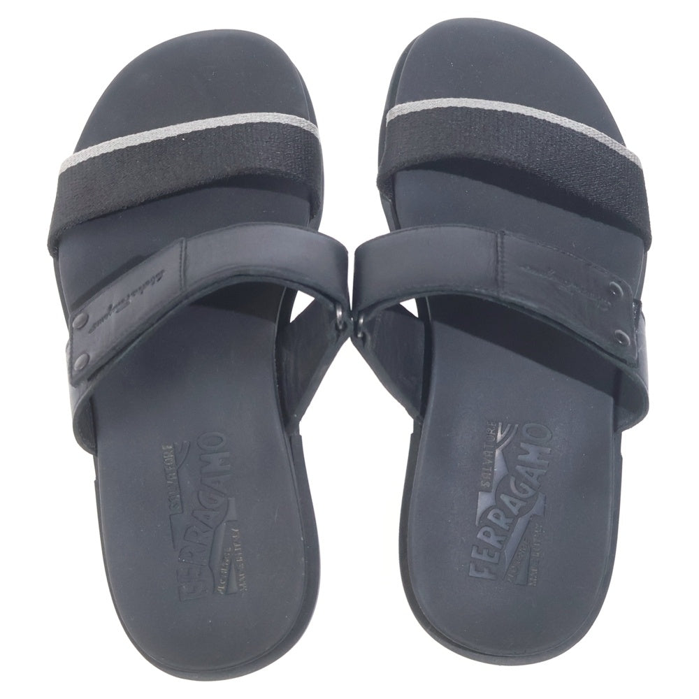 FERRAGAMO(フェラガモ) レザー ベルクロ フラットサンダル シューズ ブラック