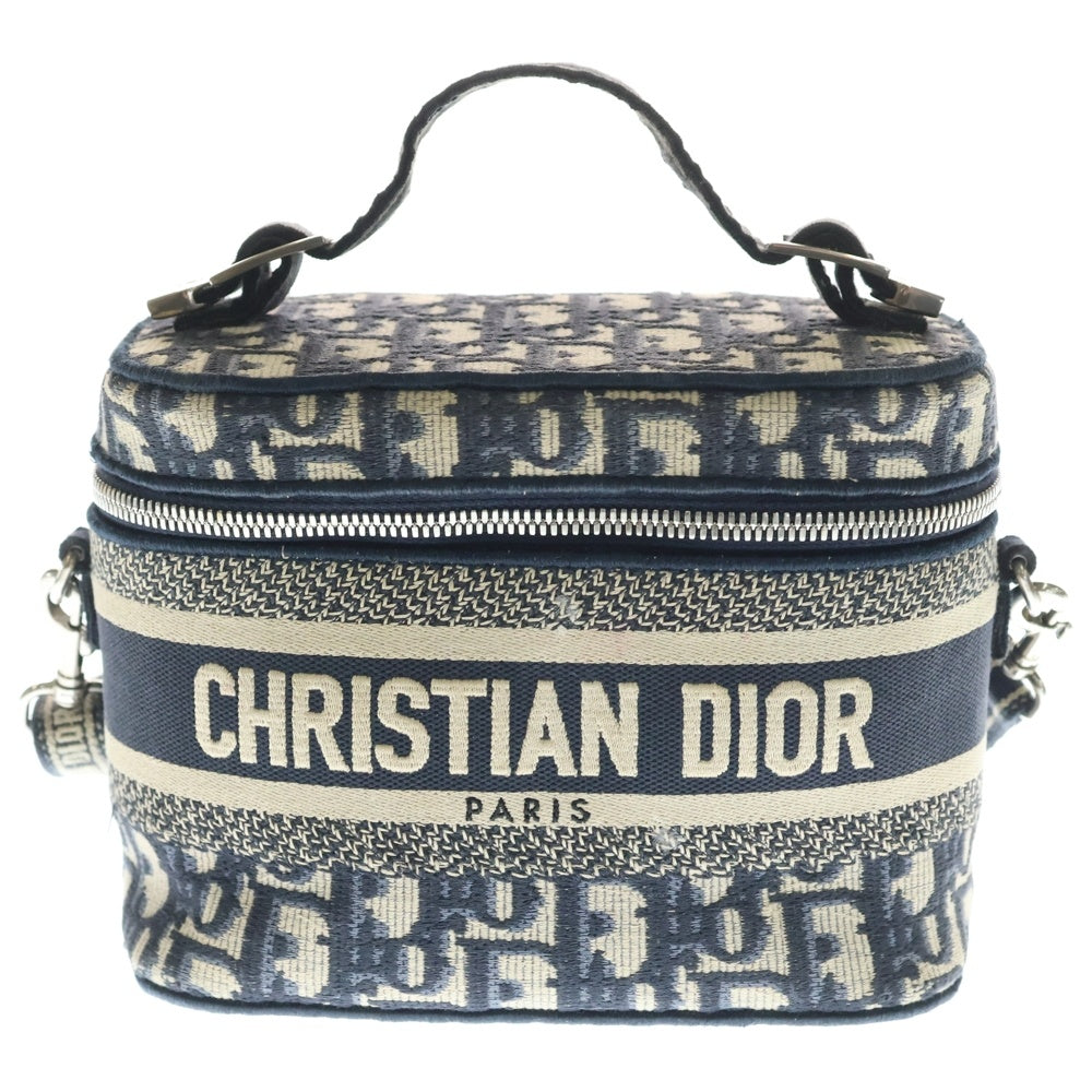 Christian Dior(クリスチャンディオール) オブリーク ロゴ バニティ 2WAY キャンバスショルダーバッグ ハンドバッグ ネイビー レディース
