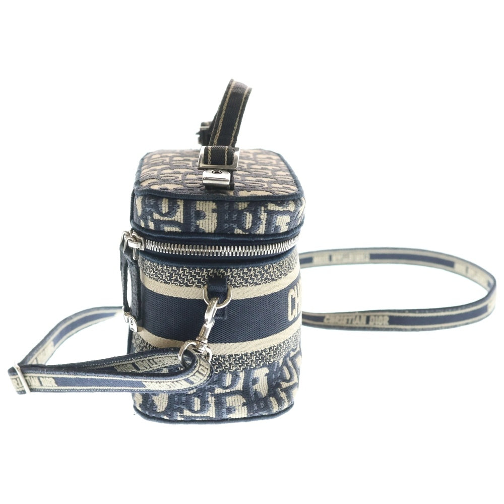 Christian Dior(クリスチャンディオール) オブリーク ロゴ バニティ 2WAY キャンバスショルダーバッグ ハンドバッグ ネイビー レディース