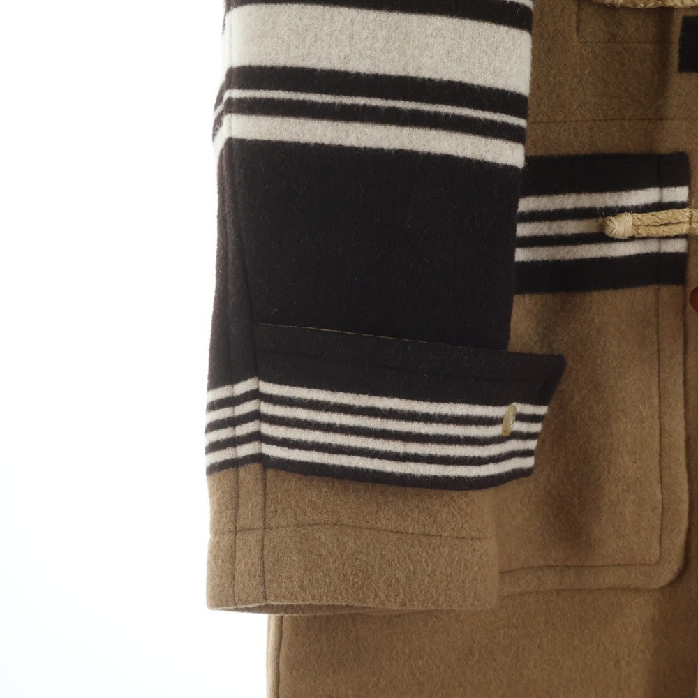 BURBERRY(バーバリー) チェック総柄 ウール ダッフルコート ベージュ/ブラウン 4558900
