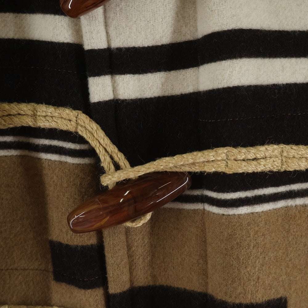 BURBERRY(バーバリー) チェック総柄 ウール ダッフルコート ベージュ/ブラウン 4558900