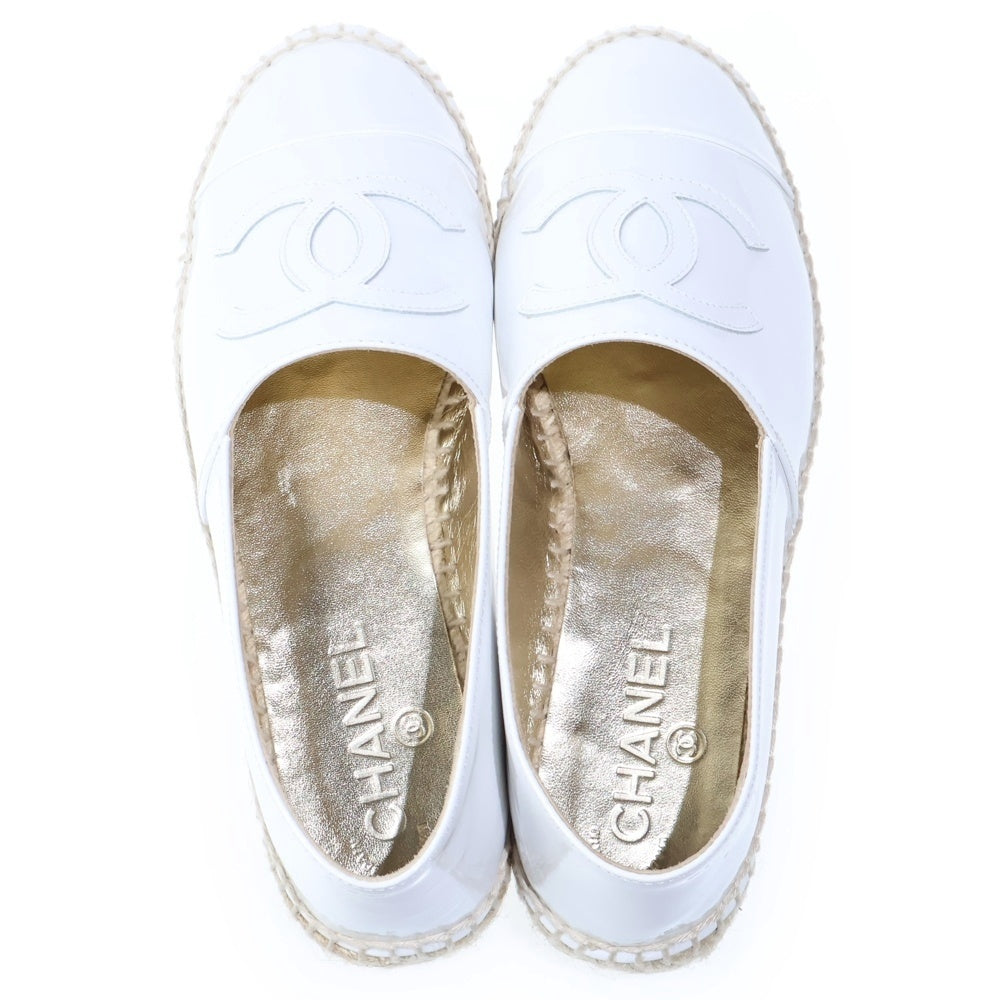 CHANEL(シャネル) ココマーク パテントレザー エスパドリーユ ローカットシューズ ホワイト レディース G29762