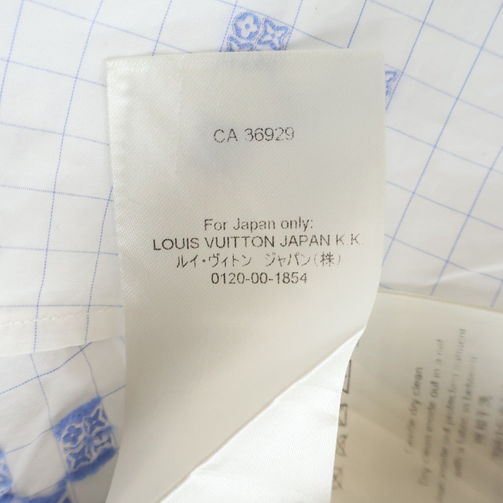LOUIS VUITTON(ルイヴィトン) 24SS チェック総柄 LVロゴ刺繍 長袖シャツ ホワイト/ライトブルー RM241F ZN5 HQS8PW